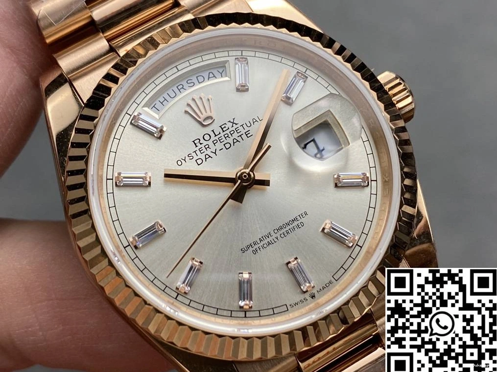 Dial Gold M228235-0004 Factory Silver Rose Date Tungsten v5 Day Rolex Steel QF 0409